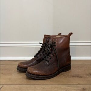 Frye Brown Leather Combat Boots
